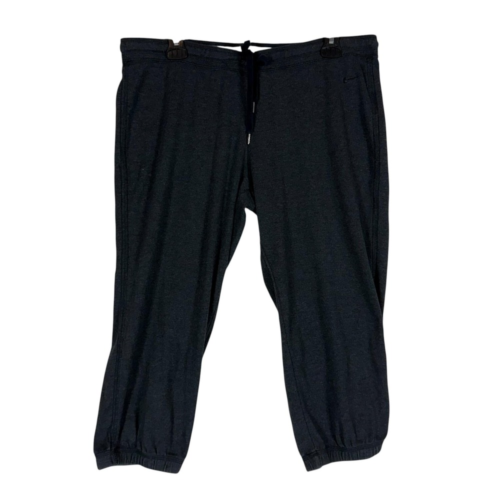 Nike Pants Mens Large Gray Fleece Capri Jogger Drawstring Elastic Waist Athletic